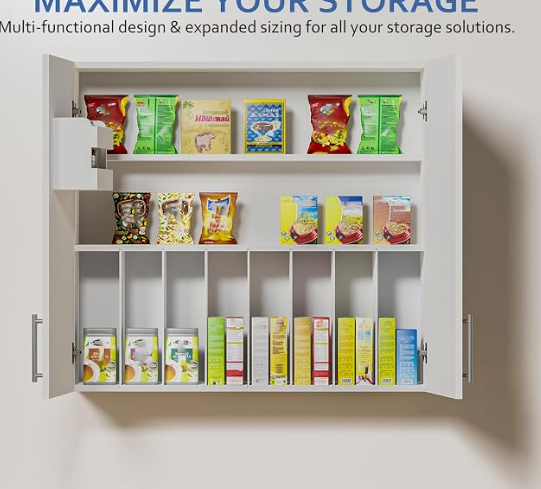 Large 35-inch wall cabinet with p2 board and soft close hinges, ideal for maximizing storage space.