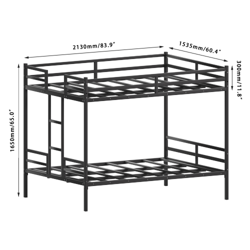 Bunk bed with slide - features 2130mm/83.9 top bed and 1535mm/60.4 bottom bed; ideal for dorms or studios. durable metal fram...