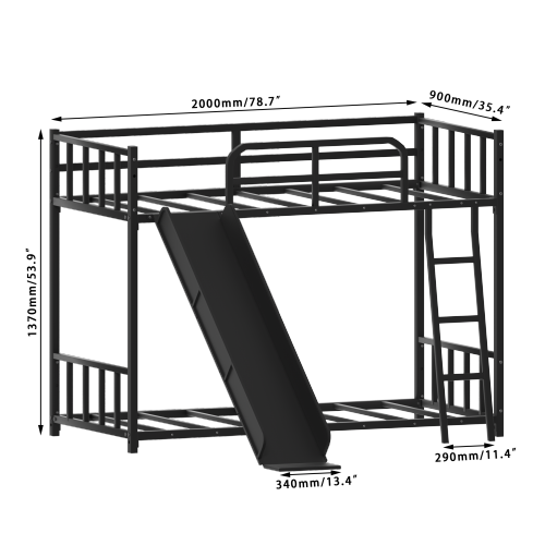 Bunk bed with slide - fun & durable design, ideal for dorm rooms, featuring adjustable height and secure ladder access